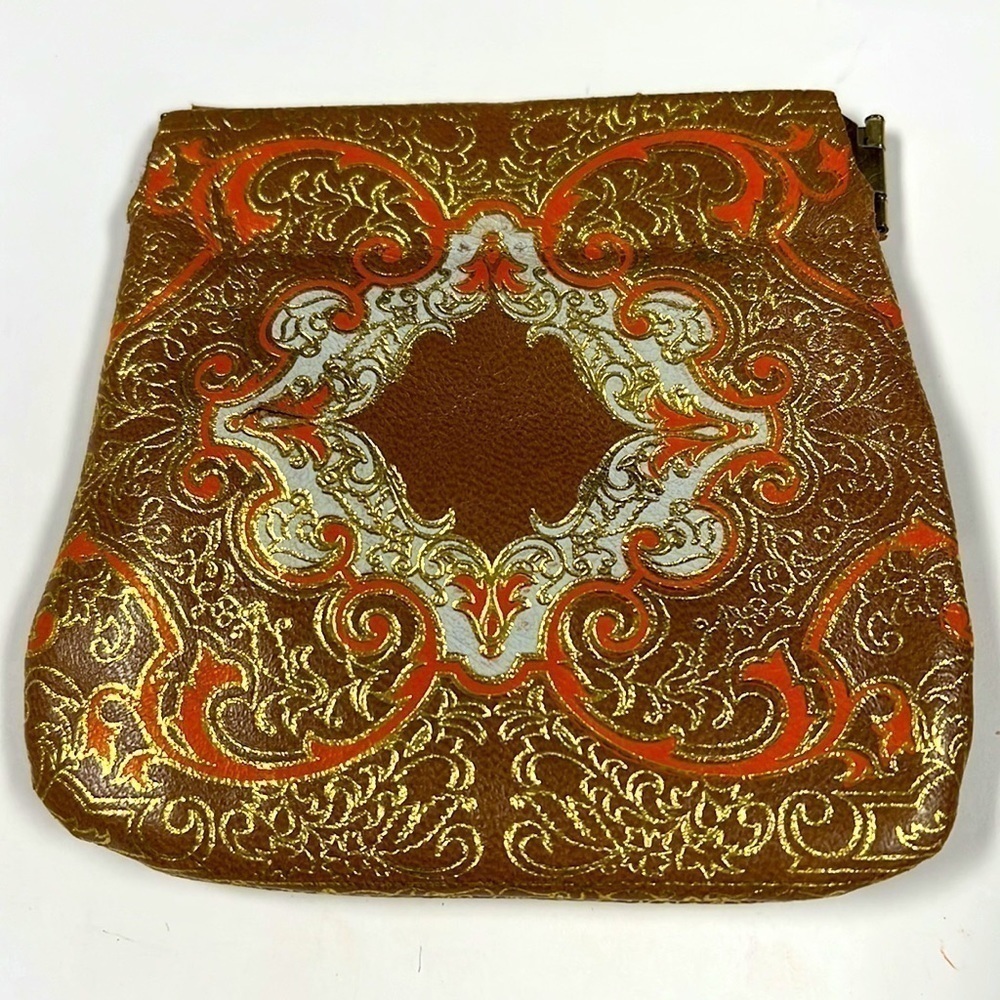 Vintage Leather Italian Snap Frame Credit Card Holder Wallet
